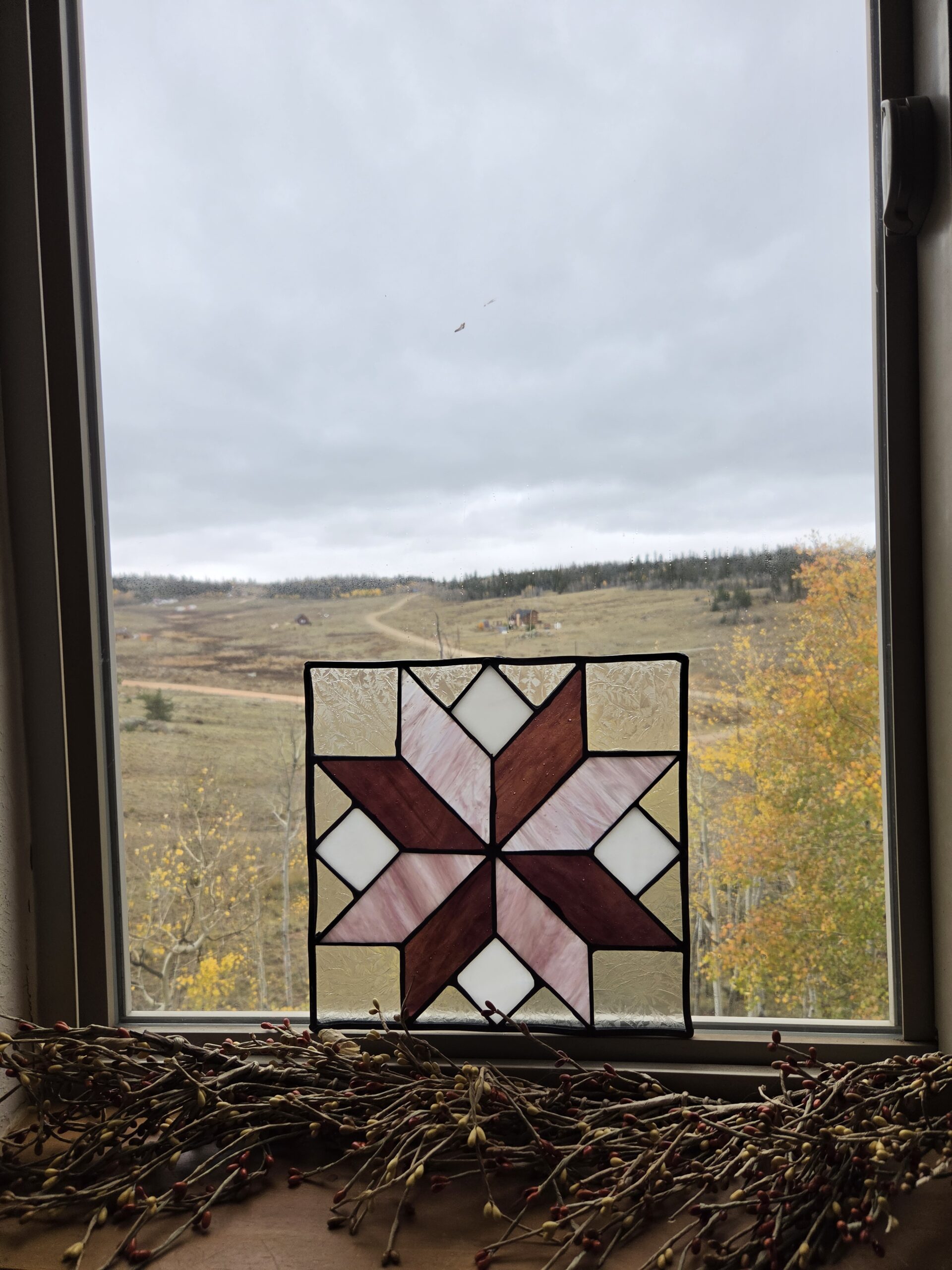 Pink & Purple Quilt Star Stained Glass Panel | 10 × 10 Inches - Image 3